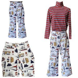 Vintage Rare 60’s-70’s  Bell Bottom Denim Jeans USA Made, Nautical Print 28”x27”